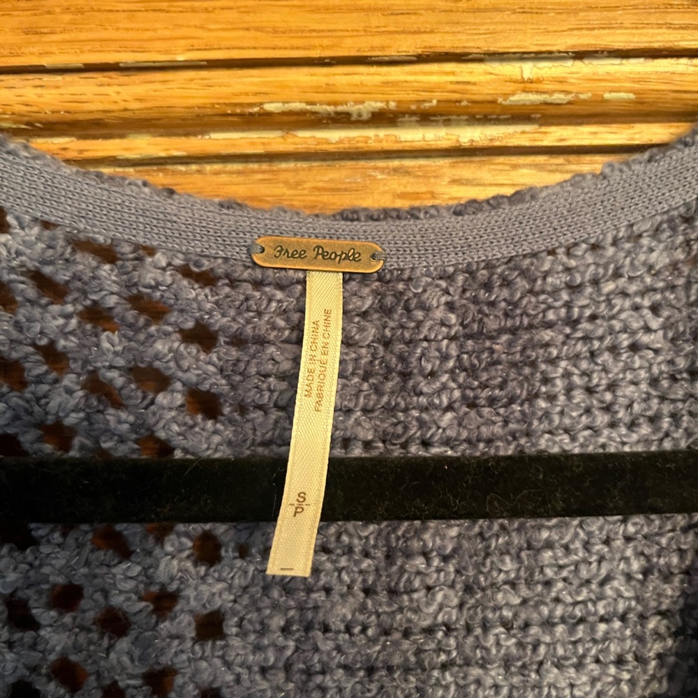Free People Blue and Pink Off-the-Shoulder Sweater - Picture 6 of 6